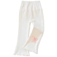 thumbnail image 1 of FINALGANG Girls Kids Elastic Waist Flare Pants With Lace Bow Decor Wavy Ruffle Hem Casual Soft Trousers For Outdoor Daily Party Wear White 4-5 Years, 1 of 3