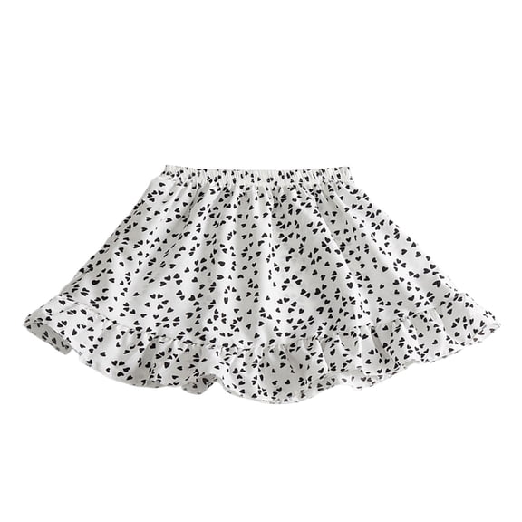 FINALGANG Girls Kids Floral Print Balloon Skirt Elastic Waist Ruffled Layered Soft Casual Princess Party Skirt For Summer Daily Wear White 5-6 Years