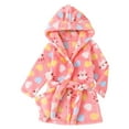 thumbnail image 1 of FINALGANG Girls Kids Plush Warm Bathrobe Floral Pattern Long Sleeve Loose Fit Hooded Robe With Belt For Daily Home Relaxation Leisure Outfits, 1 of 9