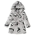 thumbnail image 1 of FINALGANG Girls Kids Plush Warm Bathrobe Floral Pattern Long Sleeve Loose Fit Hooded Robe With Belt For Daily Home Relaxation Stylish Outfits, 1 of 9