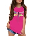 thumbnail image 1 of FINALGANG Girls Kids Sleeveless Tank Top With Colorful Dragonfly Prints Crewneck Soft Casual Top For Daily Wear Streetwear Hot Pink 8-9 Years, 1 of 3
