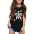 thumbnail image 1 of FINALGANG Girls Kids Sleeveless Tank Top With Colorful Turtle Prints Crewneck Soft Loose Fit Casual Top For Daily Wear Streetwear Black 7-8 Years, 1 of 4