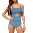 thumbnail image 1 of FINALGANG Girls Kids Solid Color One Piece Swimsuit With Twist Front Hollow Detail Scoop Neck Adjustable Spaghetti Straps Bathing Suit For Beach Pool Cozy Swimwear, 1 of 6