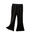 thumbnail image 1 of FINALGANG Girls Kids Solid Color Ribbed Flared Pants Elastic Waist Side Pocket Soft SweatPants For Daily Casual Wear Cute Bottoms, 1 of 4