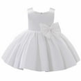thumbnail image 1 of FINALGANG Girls Kids Solid Color Satin Dress Sleeveless Square Neck Large Bow Back Flared Skirt Formal Party Dress For Party Daily Wear Versatile Dress, 1 of 6