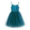 thumbnail image 1 of FINALGANG Girls Kids Solid Color Spaghetti Strap Tutu Dress Ribbed Knit Bodice Elastic Waist Fluffy Tulle Skirt Princess Party Dress For Daily Wear Stylish Dress, 1 of 8