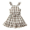 thumbnail image 1 of FINALGANG Girls Kids Square Neck Sleeveless Plaid Dress With Ruffled Straps Matching Waist Belt Ruffled Hem Casual Lightweight Dress For Toddlers Summer Daily Wear Versatile Dress, 1 of 9