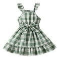thumbnail image 1 of FINALGANG Girls Kids Square Neck Sleeveless Plaid Dress With Ruffled Straps Matching Waist Belt Ruffled Hem Casual Lightweight Dress For Toddlers Summer Daily Wear Versatile Dress, 1 of 9