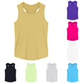 thumbnail image 1 of FINALGANG Girls Kids U Neck Racerback Sleeveless Solid Quick Dry Breathable Curved Hem Regular Fit Athletic Sport Tank Top For Daily Workout Running Training Summer Wear Classic Top Yellow 1-2 Years, 1 of 9