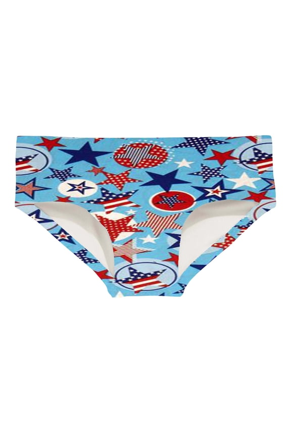 Girls Kids USA Flag Print High Waist Independence Day Bikini Bottoms For 4th Of July Beach Parties Pool Events Summer Holiday Water Activities Soft Swimwear
