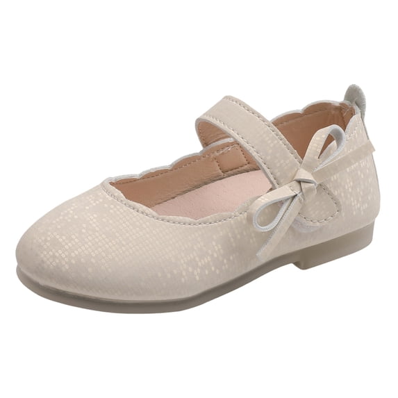 FINALGANG Girls Leather Dance Shoes Kids Solid Color Lightweight Soft Sole Round Toe Ballet Shoes For Dance Performance Wear Leisure Footwear