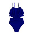 thumbnail image 1 of FINALGANG Girls One Piece Swimsuit Kids Solid Color Spaghetti Strap Sleeveless Ruffled High Waisted Stretchy Bathing Suit For Summer Beach Pool Party Wear Leisure Swimwear, 1 of 3