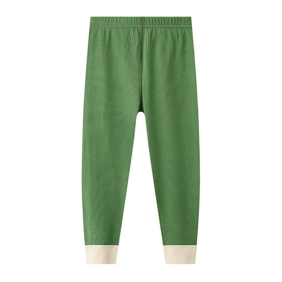 FINALGANG Girls' Pants Kids Solid Color Ribbed Leggings Elastic Waist Contrast Trim Slim Fit Soft Trousers For Casual Daily Wear Soft Bottoms