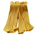 thumbnail image 1 of FINALGANG Girls' Pants Kids Solid Color Wide Leg Pleated Cropped Pants Elastic Ruffled Waist Drawstring Loose Fit Lightweight Trousers For Casual Daily Wear Soft Bottoms, 1 of 4