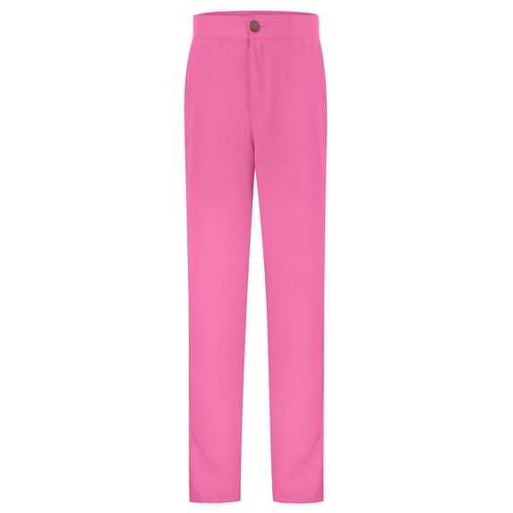 FINALGANG Girls Pants Solid Color Slim Fit Trousers High Waist With Button Closure Lightweight Casual Trousers For Daily Office Wear Leisure Bottoms
