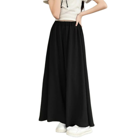 FINALGANG Girls' Pants Summer Kids Solid Color High Waisted Palazzo Loose Fit Wide Leg Trousers For Casual Daily Outdoor Activities Fashionable Bottoms