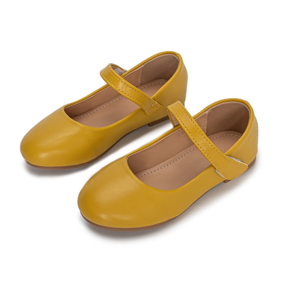 FINALGANG Girls Solid Color Mary Jane Shoes With Hook And Loop Closure Round Toe Soft Cushioned Insole Anti‑Skid Sole Shoes For Toddler Kids School Daily Wear Cute Shoes