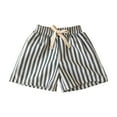 thumbnail image 1 of FINALGANG Girls Summer Trousers Stripe Print Elastic Waistband Shorts Stylish Casual Athletic Drawstring Bottom With Pockets Designed Cozy Trendy Playsuit, 1 of 3