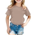 thumbnail image 1 of FINALGANG Girls TShirts Kids Solid Color Tees CrewNeck Short Sleeve Lightweight Casual Top For Playtime Daily Wear Versatile Top, 1 of 4