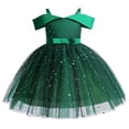 thumbnail image 1 of FINALGANG Girls Toddler Gradient Starry Tulle Dress Off Shoulder Bow Waist A Line Formal Party Gown For Formal Occasions Trendy Dress, 1 of 6
