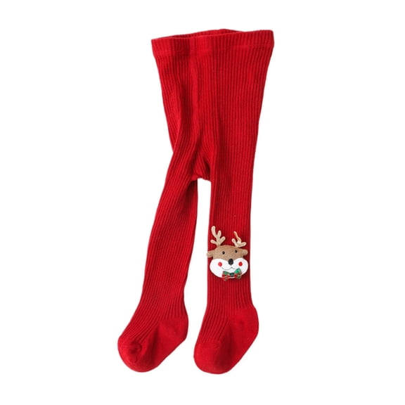 FINALGANG Girls Toddlers Christmas Holiday Tights Stretchy Solid Color Festive Leggings Stockings For Daily Casual Wear Versatile Bottoms