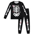 thumbnail image 1 of FINALGANG Kids Boys Girls Crew Neck Long Sleeve Halloween Cartoon Print Fitted Top Elastic Waist Stretch Jogger Pants Halloween Soft Homewear Two Piece Set 7-8 Years, 1 of 6