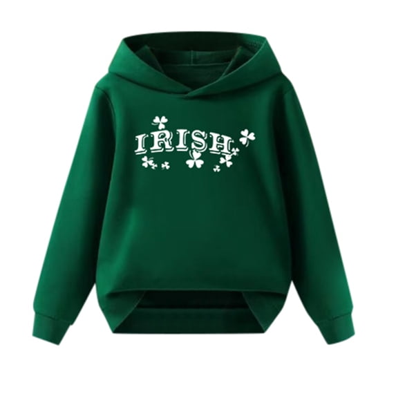 FINALGANG Kids Boys Girls Hoodie With Shamrocking Cartoon Graphic Loose Fit Long Sleeve Pullover Sweatshirt For Casual Daily Wear Classic Top