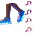 thumbnail image 1 of FINALGANG Kids Girls Adjustable Button Strap Flower Decor Light Up Open Toe Sandals LED Luminous Thick Sole Waterproof Summer Holiday Casual Sandals Soft Shoes 5.5-6 Years, 1 of 6
