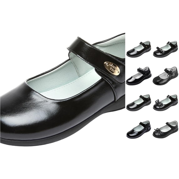 FINALGANG Kids Girls Adjustable Single Strap Plain Glossy Mary Jane Shoes Smooth Insole Low Flat Heel School Performance Formal Dress Shoes Cute Shoes 5-5.5 Years