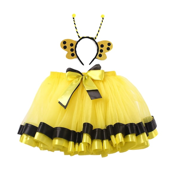 FINALGANG Kids Girls Ladybug Themed Skirt Set Tulle Tutu Skirt With Black Polka Dots Matching Headband For Dress Up Themed Parties Trendy Bottoms