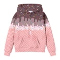 thumbnail image 1 of FINALGANG Kids Ice Cream Waffle Print Hoodie Boys Girls Comfortable Long Sleeve Pullover Sweatshirt With Kangaroo Pocket For Casual Daily Wear Leisure Top, 1 of 3