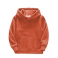 thumbnail image 1 of FINALGANG Kids Plush Solid Color Hoodie Boys Girls Long Sleeve Warm Pullover Sweatshirt With Kangaroo Pocket For Casual Daily Wear Cozy Top, 1 of 3