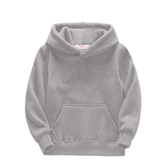 FINALGANG Kids Plush Solid Color Hoodie Boys Girls Long Sleeve Warm Pullover Sweatshirt With Kangaroo Pocket For Casual Daily Wear Leisure Top