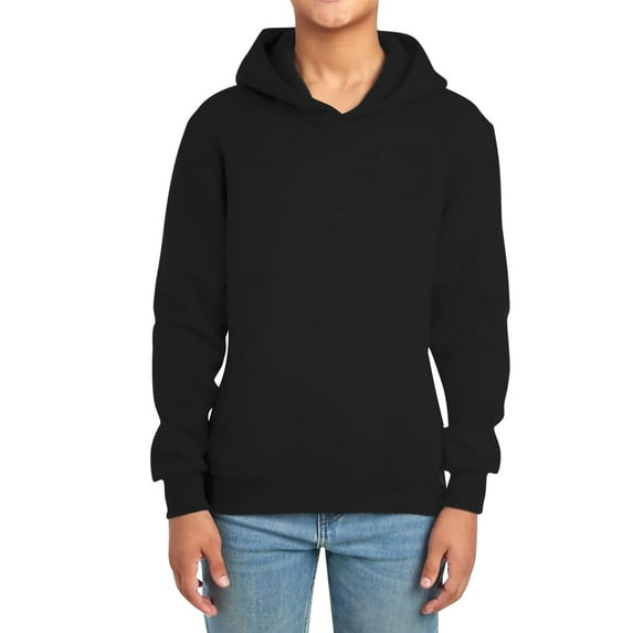 FINALGANG Kids Solid Color Hoodie With Bust Pocket Boys Girls Comfortable Loose Fit Pullover Sweatshirt With Ribbed Hem For Casual Daily Wear Fashionable Top