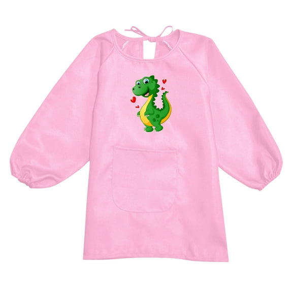 FINALGANG Kids Waterproof Long Sleeve Art Smock With Cute Giraffe Print Front Pocket Casual Regular Fit For Toddler Painting Messy Play Activities Casual Top