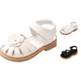 thumbnail image 1 of FINALGANG Little Girls Adjustable Ankle Strap Rhinestone Floral Multi Thin Strap Open Toe Sandals Thick Flat Sole Summer Casual Princess Sandals Classic Shoes 2-2.5 Years, 1 of 4
