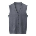 thumbnail image 1 of FINALGANG Man's Knitted Sweater Vest Winter Thermal Solid Color Relaxed Fit Cardigan Sleeveless Button Front Vest For Casual Outdoor Wear Fashionable Knitwear, 1 of 5