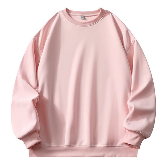 FINALGANG Men Autumn Sweatshirts Solid Color O-Neck Long Sleeve Basic Pullover Loose Fit Top Skin Friendly Relaxed Fit Activewear