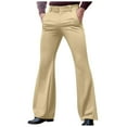 thumbnail image 1 of FINALGANG Men Flare Pants Solid Color High Waist Wide Leg Trousers With Pockets Man Leisure Casual Daily Party Photoshoot Pants,Khaki,Xxl, 1 of 7