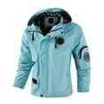 thumbnail image 1 of FINALGANG Men Jackets Autumn Winter Lightweight Windbreaker Long Sleeve Hooded Zip Up Button Coat With Pockets Man Trendy Birthday Wedding Weekend Jacket,Sky Blue,Xxxxxl, 1 of 3