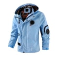 thumbnail image 1 of FINALGANG Men Jackets Autumn Winter Lightweight Windbreaker Long Sleeve Hooded Zip Up Button Coat With Pockets Man Trendy Climbing Hiking Camping Cycling Jacket,Light Blue,Xl, 1 of 3