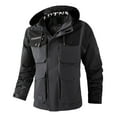 thumbnail image 1 of FINALGANG Men Jackets Autumn Winter Warm Windproof Color Block Long Sleeve Hooded Zip Up Hook And Loop Coat With Pockets Man Classic Climbing Hiking Camping Cycling Jacket,Grey,Xl, 1 of 9