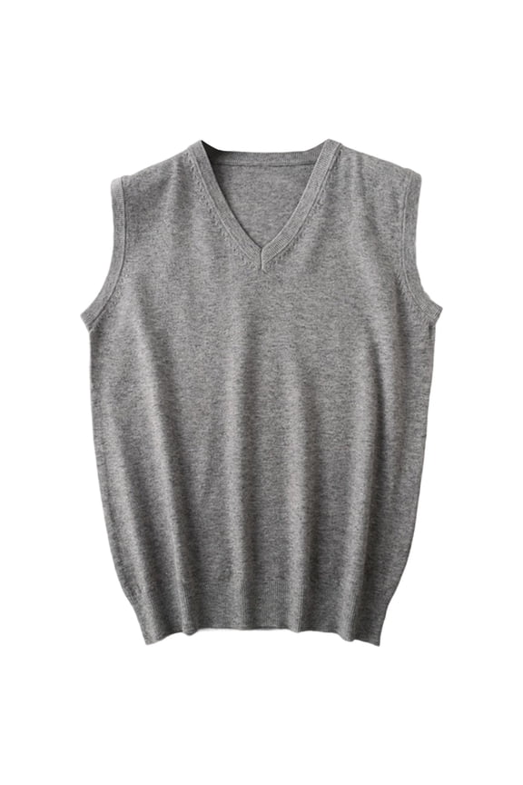 Men Sweater Vest Solid Color Sleeveless V Neck Knitted Vest Plain Pullover Tops Mens Casual Climbing Hiking Camping Cycling Sweater,Dark Gray,Xxl