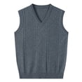 thumbnail image 1 of FINALGANG Men Sweater Vest Solid Color Sleeveless V Neck Knitted Vest Plain Pullover Tops Office Casual Daily Outdoor Wear Fashionable Knitwear, 1 of 6