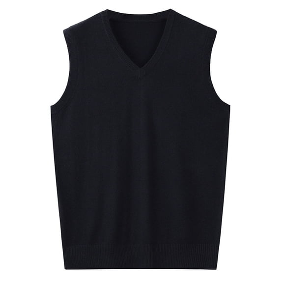 FINALGANG Men Sweater Vest Solid Color Sleeveless V Neck Knitted Vest Plain Pullover Tops Office Casual Daily Outdoor Wear Soft Knitwear