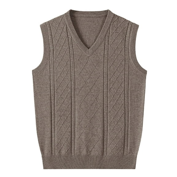 FINALGANG Men Sweater Vest Solid Color Sleeveless V Neck Knitted Vest Plain Pullover Tops Office Casual Daily Outdoor Wear Soft Knitwear