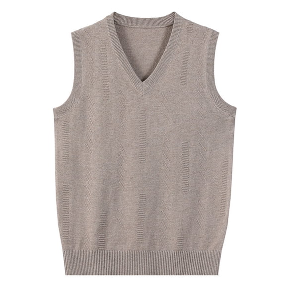 FINALGANG Men Sweater Vest Solid Color Sleeveless V Neck Knitted Vest Plain Pullover Tops Office Casual Daily Outdoor Wear Trendy Knitwear