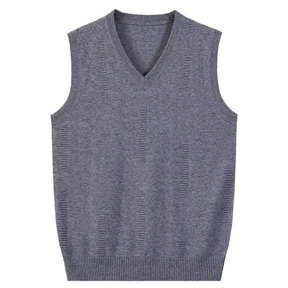 FINALGANG Men Sweater Vest Solid Color Sleeveless V Neck Knitted Vest Plain Pullover Tops Office Casual Daily Outdoor Wear Trendy Knitwear