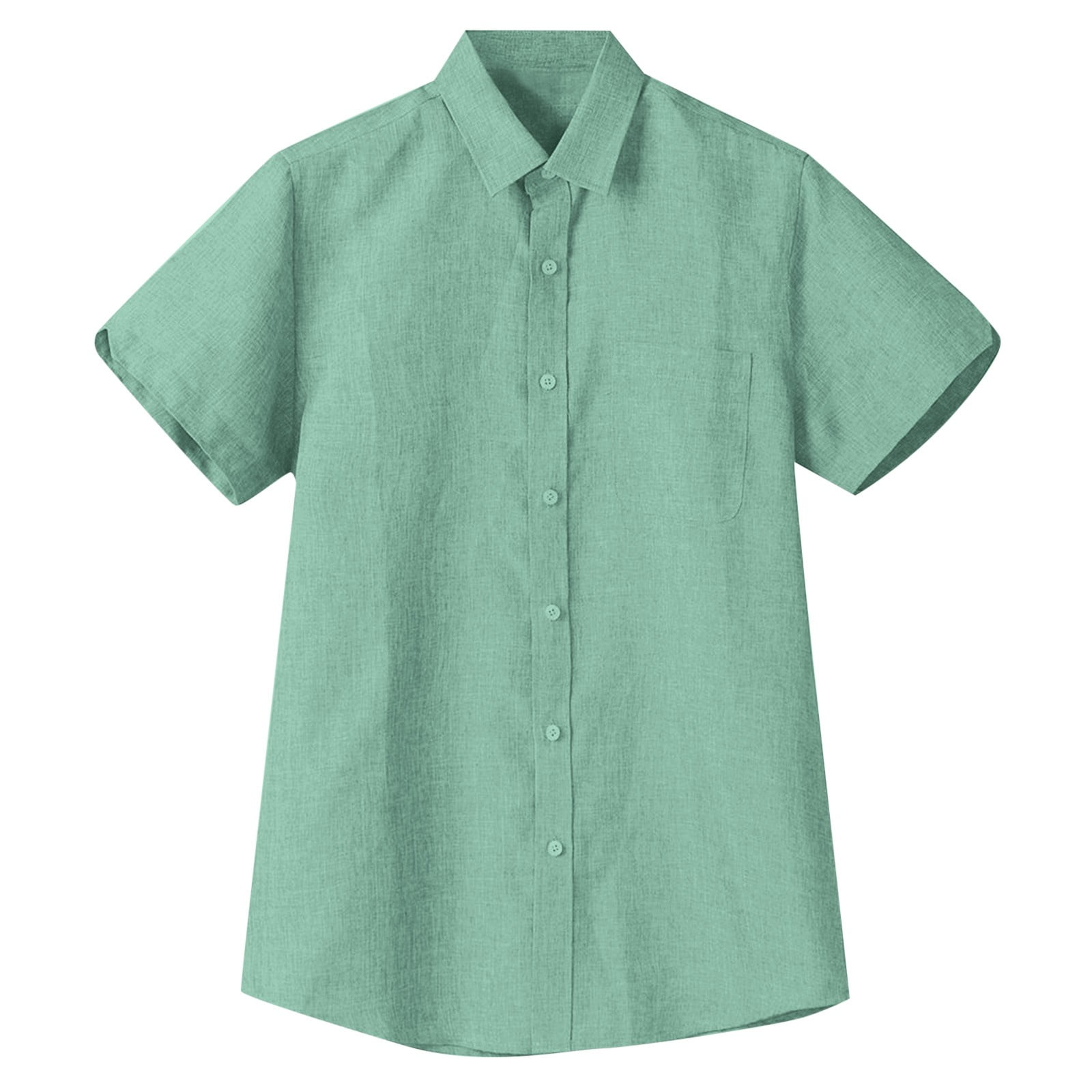 Casual Daily Solid Color Buttons Turndown Collar Short Sleeve Loose Denim Dresses