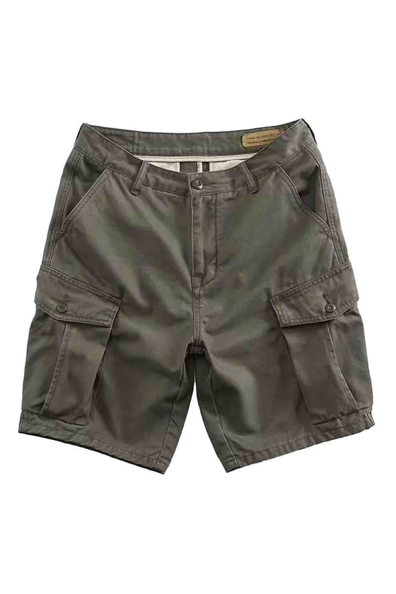 Men Versatile Shorts Solid Color Knee Length Distressed Bottom Vintage Button Down Shorts With Buttons Pockets Suitable For Various Occasions